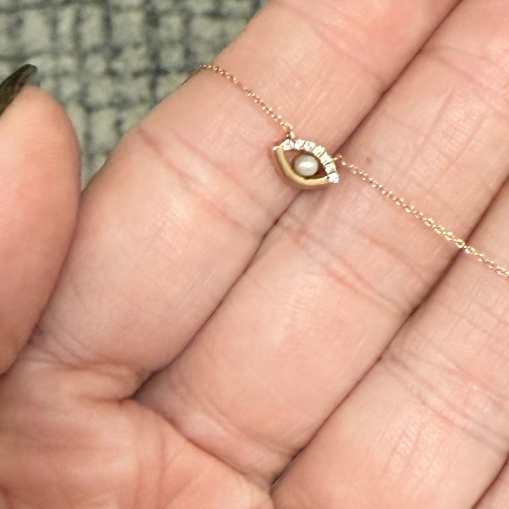 Dana Rebecca mini evil eye diamonds and pearls